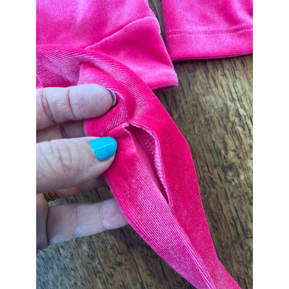 Vixen by Micheline Pitt pink velvet wrap top 3/4 sleeve pin-up retro XL - Picture 7 of 7